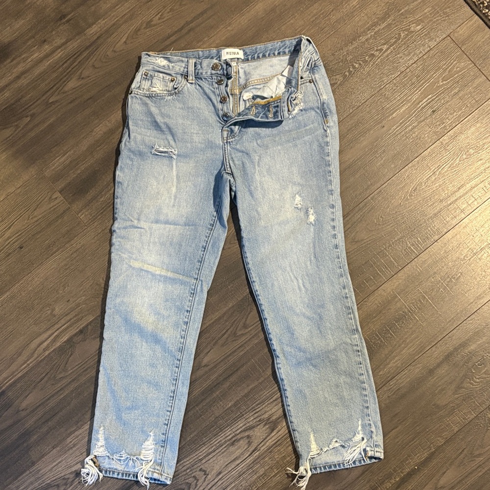 pistola Light Blue Distressed Boyfriend Jeans